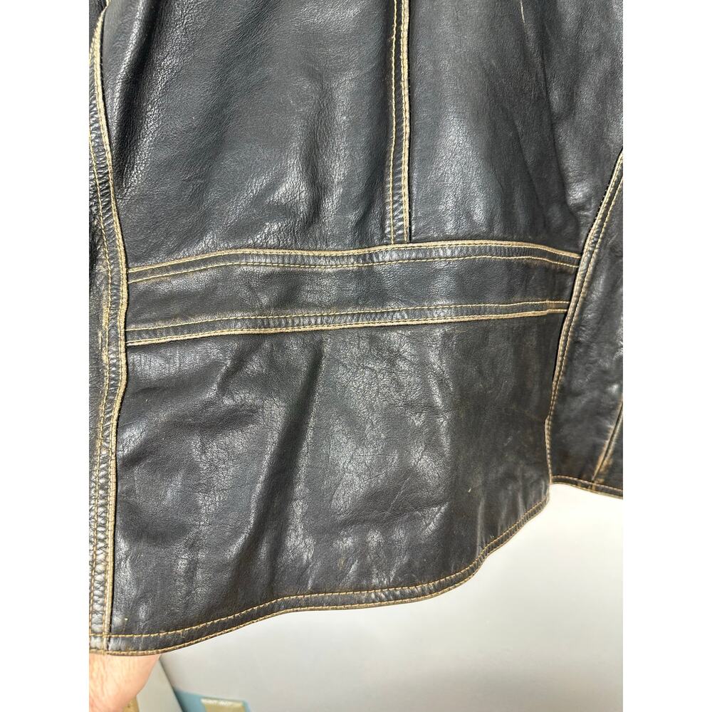 Marc New York by Andrew Marc Men's distressed leather moto jacket Large Vintage - Picture 6 of 10